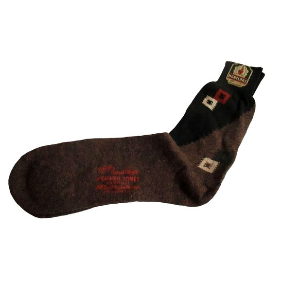 Vintage Monclare Mens Socks Hose Feather Tones Socks With Geometric Pattern - Picture 2 of 7